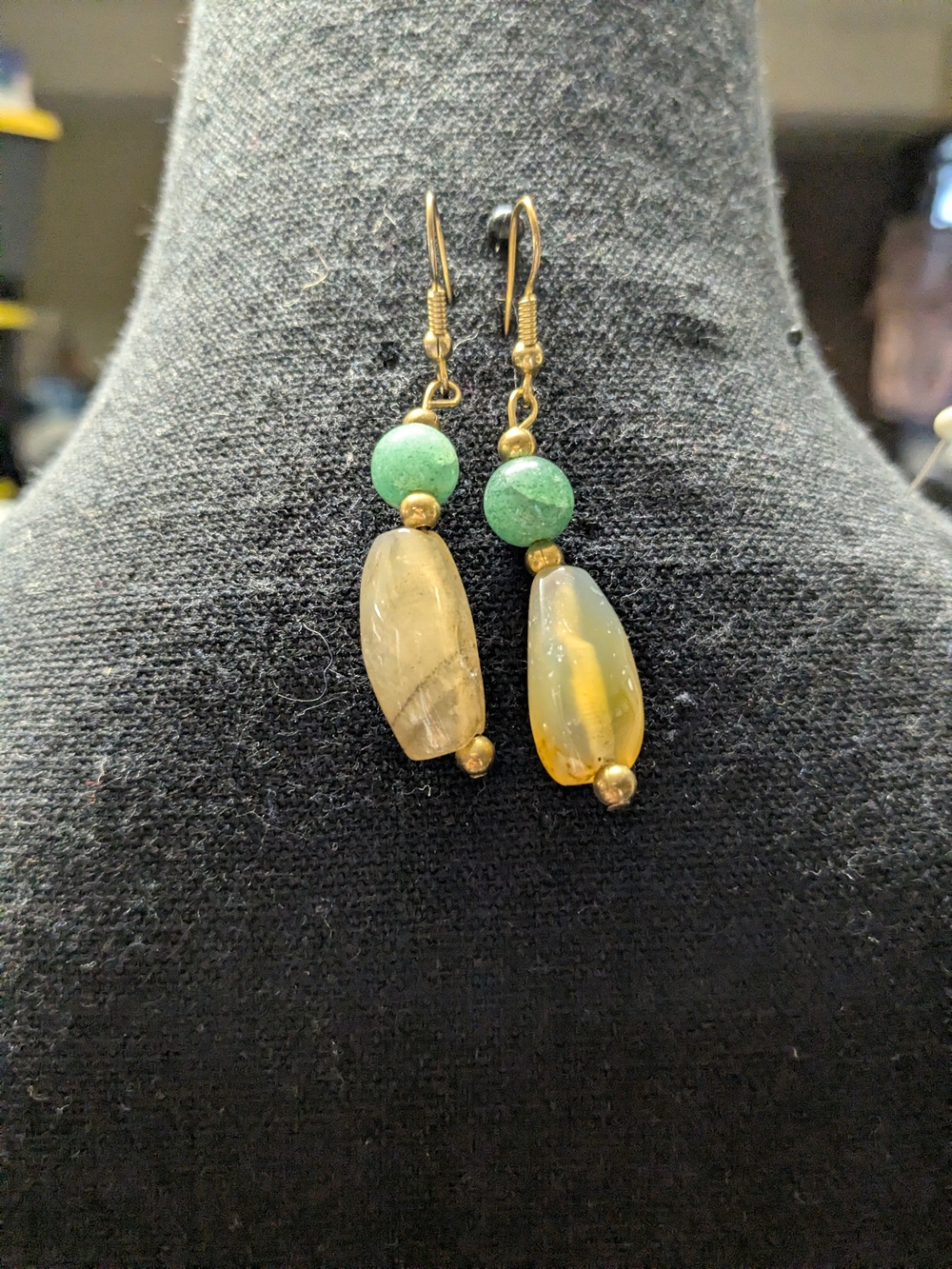 Green and Amber Bead Drop Earrings - Unbranded Women’s Jewelry